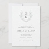 フローラ葉スケッチモダンウェディング日付の保存 セーブザデート (正面)