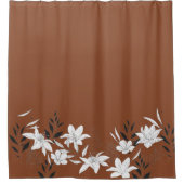 フローラ葉ボモダンホイラストレーションラスト シャワーカーテン (正面)