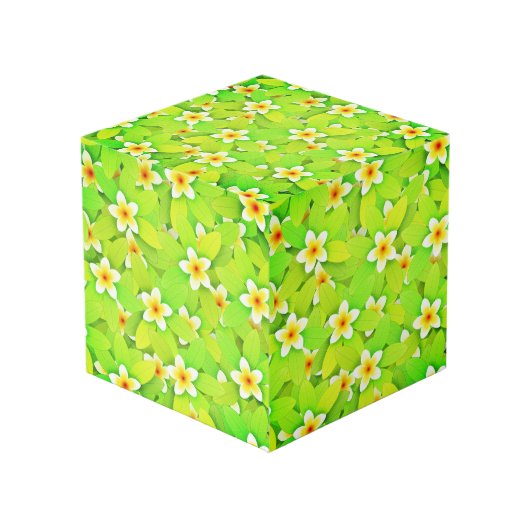 フローラ葉緑黄色い花模様 フォトキューブ (正面アングル)