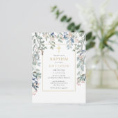 フローラ葉金ゴールドクロスバプテスマ《キリスト教》洗礼式や命名式 インビテーションポストカード (スタンド正面)