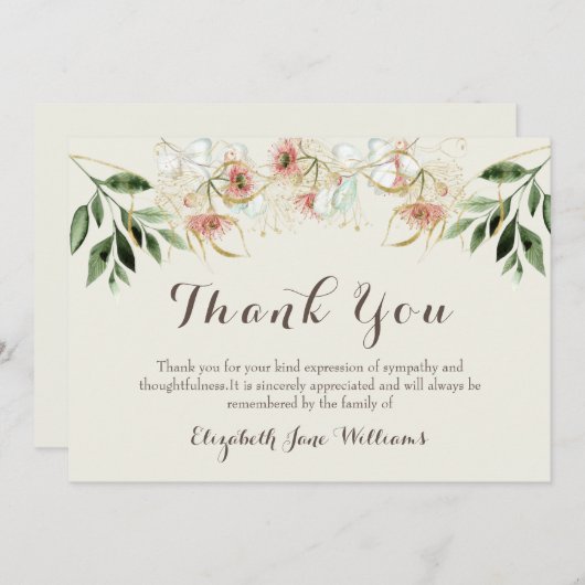 フローラ葬儀お礼ノートカード サンキューカード (正面/裏面)