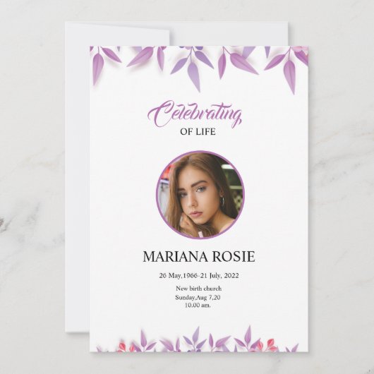 フローラ葬儀アナウンスメントカード 案内状 (正面)