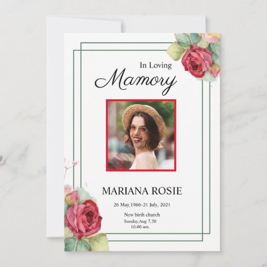 フローラ葬儀アナウンスメントカード 案内状 (正面)