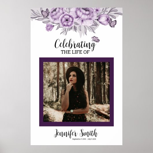 フローラ葬儀ウェルカムサインテンプレート ポスター (正面)