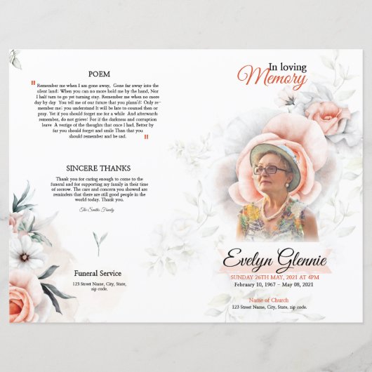 フローラ葬儀プログラムテンプレート (正面)