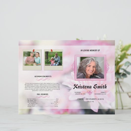 フローラ葬儀プログラムテンプレート (スタンド正面)