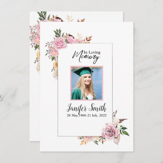 フローラ葬儀祈りの言葉カードテンプレート (正面/裏面)