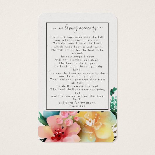 フローラ葬儀記念写真祈りの言葉カード (裏面)