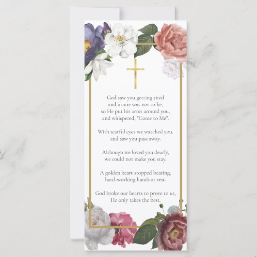 フローラ葬儀記念写真祈りの言葉カード (裏面)