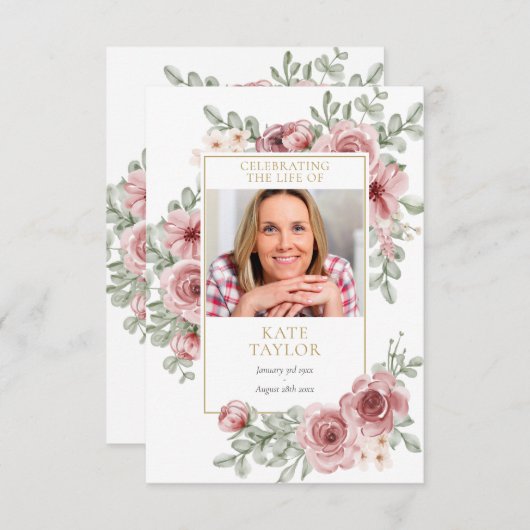 フローラ葬儀記念祈りの言葉フォトカード (正面/裏面)