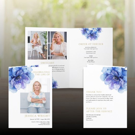 フローラ葬儀追悼式の折り畳み プログラム