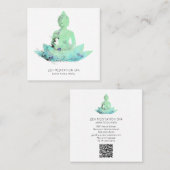 *~*フローラ蓮仏瞑想QR AP33アクア スクエア名刺 (正面/裏面)