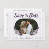 フローラ薄紫とラベカスタムンダーの写真日付を保存 案内ポストカード (正面/裏面)