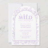 フローラ薄紫フラワーワイルド&オネダーフル1歳 招待状 (正面)