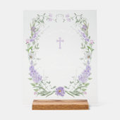 フローラ薄紫フレームバプテスムウェルカム アクリルサイン (正面)