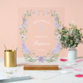 フローラ薄紫フレームバプテスムウェルカム アクリルサイン (ウェディング)