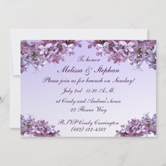 フローラ薄紫フ結婚ラワーズブランチ 招待状 (正面)