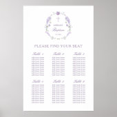 フローラ薄紫ラベンダーリースバプテスマ座席表 ポスター (正面)