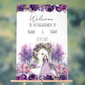 フローラ薄紫婚約標識 アクリルサイン (ニュートラル)