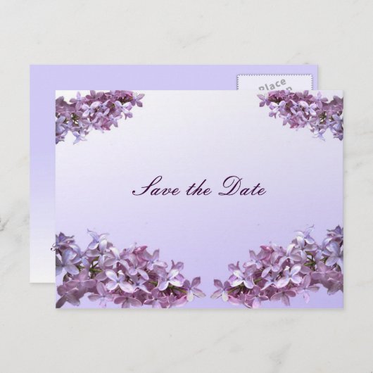フローラ薄紫花の保存日付 案内ポストカード (正面/裏面)