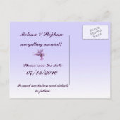 フローラ薄紫花の保存日付 案内ポストカード (裏面)