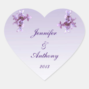 フローラ薄紫花結婚式用シール ハートシール