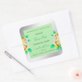 フローラ薄緑色製品の包装ラベル スクエアシール (封筒)