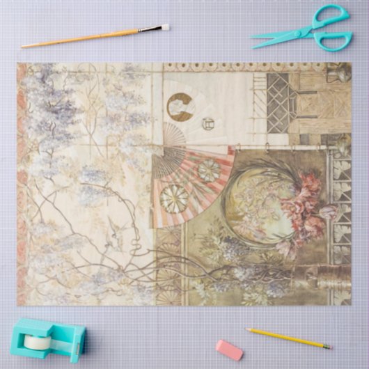 フローラ藤とファンの切り離し紙 薄葉紙 (クラフト)