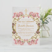 フローラ蘭の大理石金ゴールドファーストホーリーコミュニオン 招待状 (スタンド正面)