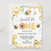 フローラ蜂の巣一歳の誕生日に甘い 招待状 (正面)