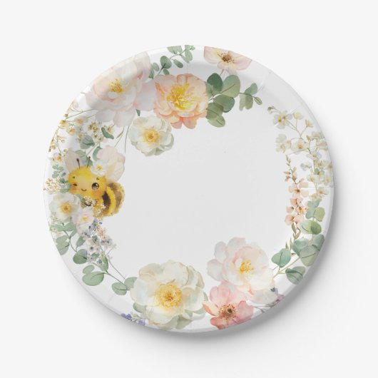 フローラ蜂パーティープレート ペーパープレート (正面)