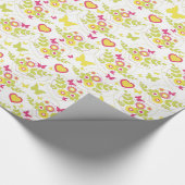 フローラ蝶とハート春パターン ラッピングペーパー (角)