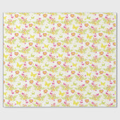 フローラ蝶とハート春パターン ラッピングペーパー (フラット)