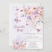 フローラ蝶の写真卒業パーティー 招待状 (正面)