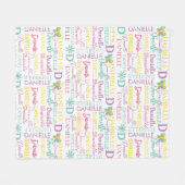 フローラ蝶の名前とモノグラム模様 フリースブランケット (正面(横))