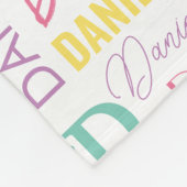 フローラ蝶の名前とモノグラム模様 フリースブランケット (角)