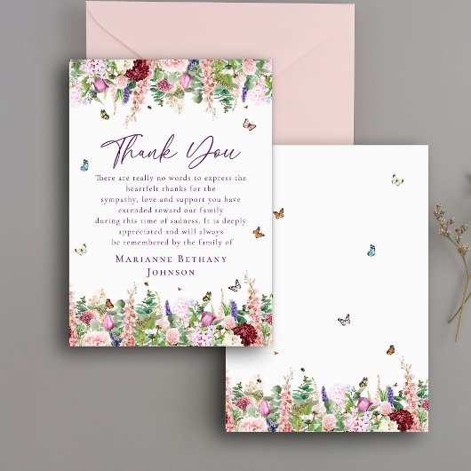 フローラ蝶の命のお祝い サンキューカード