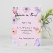 フローラ蝶の女の子の誕生日の招待 セーブザデート (スタンド正面)