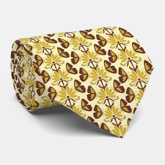 フローラ蝶の柄のネクタイ ネクタイ (ロール)