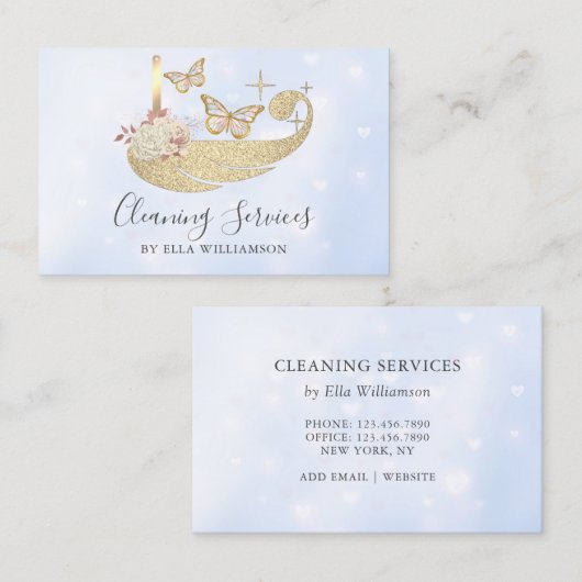 フローラ蝶の清掃サービス 名刺 (正面/裏面)