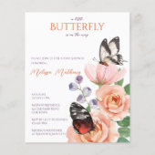 フローラ蝶の赤ちゃんシャワー予算の招待状 (正面)