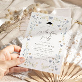 フローラ蝶ほこりっぽい青い写真卒業 招待状