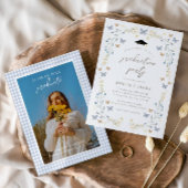 フローラ蝶ほこりっぽい青い写真卒業 招待状