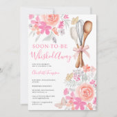 フローラ蝶ウィスク遠くにブライダルシャワー 招待状 (正面)