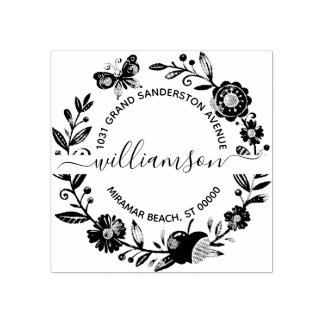 フローラ蝶エレガントリース差出人住所 ラバースタンプ