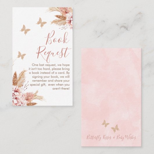 フローラ蝶キス赤ちゃんシャワー予約リクエストB 名刺 (正面/裏面)