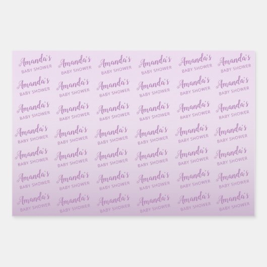 フローラ蝶パーソナライズされた女の子の赤ちゃん ラッピングペーパーシート (正面2)