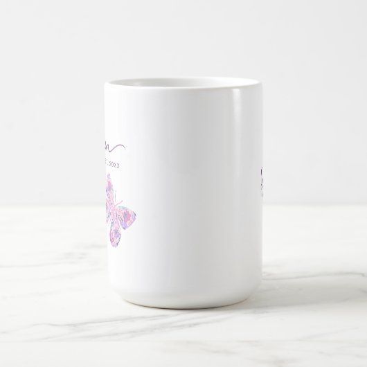 フローラ蝶パーソナライズされた母 コーヒーマグカップ (中央)