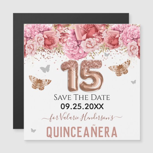 フローラ蝶ピンクキンチェニェラ日付を保存 (正面/裏面)