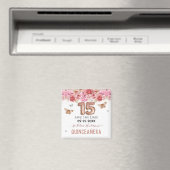 フローラ蝶ピンクキンチェニェラ日付を保存 マグネット (インサイチュ (食洗機))